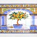Hand Painted Ceramic Tile Mural – 18x24 Lemon Tree Backsplash, Art Deco Style, Tunisia