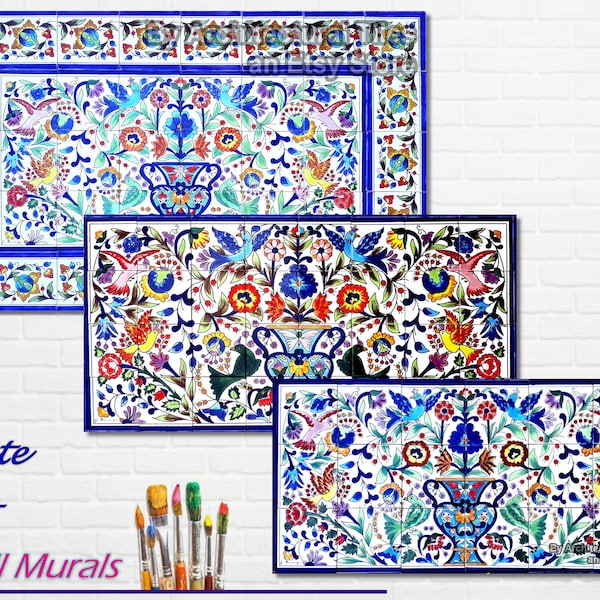 Architektonische Fliesen, Handgemalte Blumen Garten Dekorative Mosaik Wand Backsplash Wandbilder