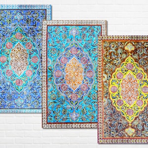 Azulejos arquitectónicos, alfombras de suelo de estilo persa de mosaico pintado a mano