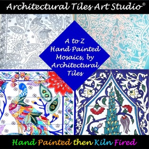Architectural Tiles, Hand Painted Family Doves Decorative Mosaic Wall Backsplash Murals image 4
