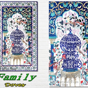 Architectural Tiles, Hand Painted Family Doves Decorative Mosaic Wall Backsplash Murals image 1