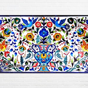 60inx30in, Hand Painted Ceramic Tiles Floral Garden Decorative Mosaic Wall Backsplash Murals