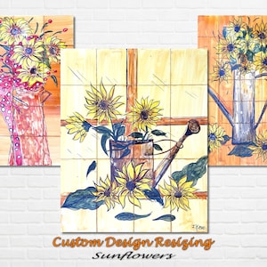 Architectural Tiles, Hand Painted Mosaic Murals, French Country Design Backsplash, Custom Design Service - Ceramic Wall Tiles Painting Art