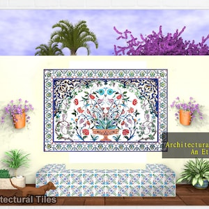 DIY Architectural Tiles, Water Fountain Backsplash, Arabesque Design, Mosaic Panel Wall Murals, 6x6 Decorative Ceramic Tiles