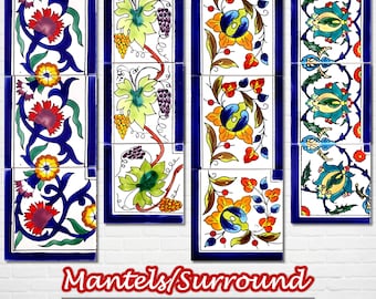 Architectural Tiles, Decorative Fireplace Mantels Surround Border Linear Mosaic Ceramic Tiles