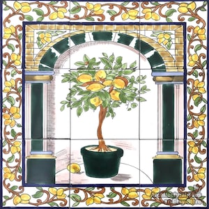 Architectural Tiles, Hand Painted 9pcs Lemon Tree Decorative Mosaic ...