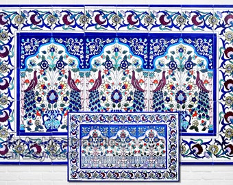 Architectural Tiles, Arabesque Handpainted Birds Decorative Mosaic Wall Backsplash Murals Ceramic Tiles