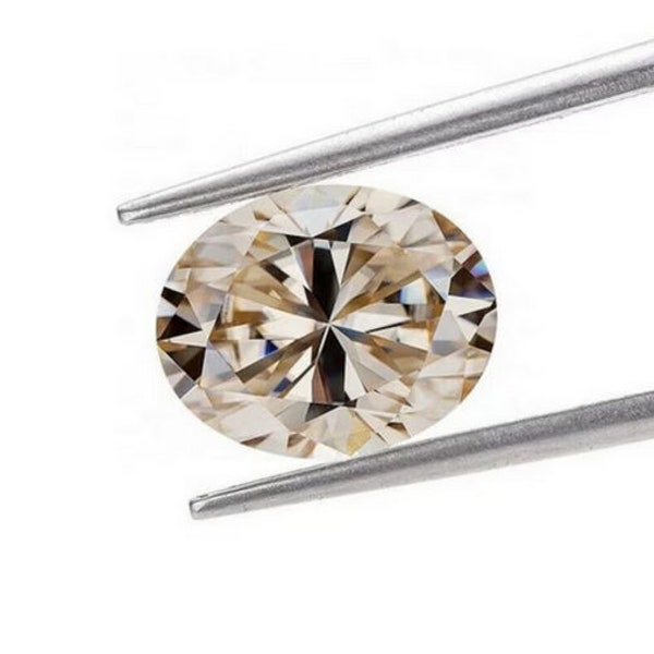 Champagne Oval Cut Loose Moissanite, 1.00 To 7.00 Carat Lab-Created Excellent Cut Moissanite Stone For Jewelry Making, Pass Diamond Tester