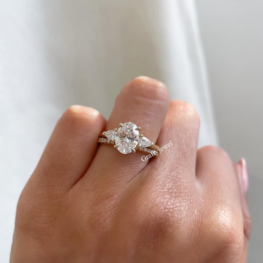 3 Stone Bridal Sets Etsy Australia