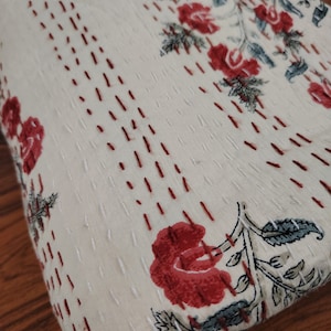 Indian Handblock Kantha Quilt Throw Cotton Blanket Gudari Queen Kantha And Twin Kantha Bedspread Handmade Kantha Stitched Bedcover