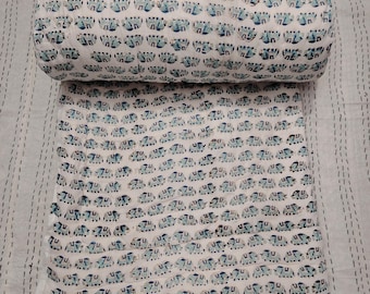 Jaipuri Floral Block Print Cotton Comforter: Reversible Boho Quilt