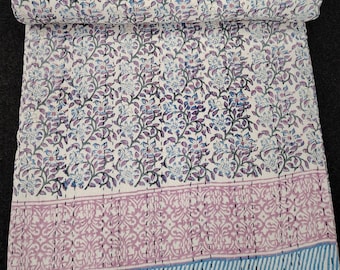 Indische Kantha Quilt Hand Block Print Werfen Sie indische Decke Königin Tagesdecke Kantha Bettdecke Boho Quilt Queen-Size Quilt