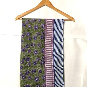 Hand Block Floral Cotton Sarong | Bohemian Beach Scarf, Bikini Cover Up