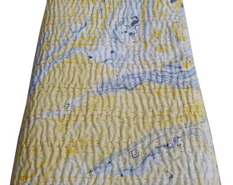 Gele kantha-quilt met tie-dye: handgestikte omkeerbare katoenen deken (108'' x 90'')