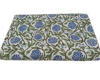 Handmade Floral Kantha Quilt: Indian Cotton Bedspread Throw