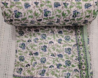 Edredón de algodón con estampado floral Jaipuri: Edredón bohemio reversible