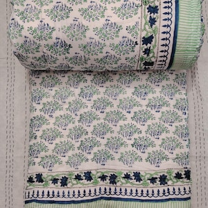 Light Weight Winter Reversible Razai Winter Warm Razai Quilt, Bedspread Quilt Ethnic Hand Block Print Coverlet Quilt Blanket Warm Bedding
