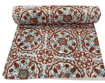 Handgemaakte Indiase kantha-quilt: gebloemde katoenen sprei (108 x 90 inch)
