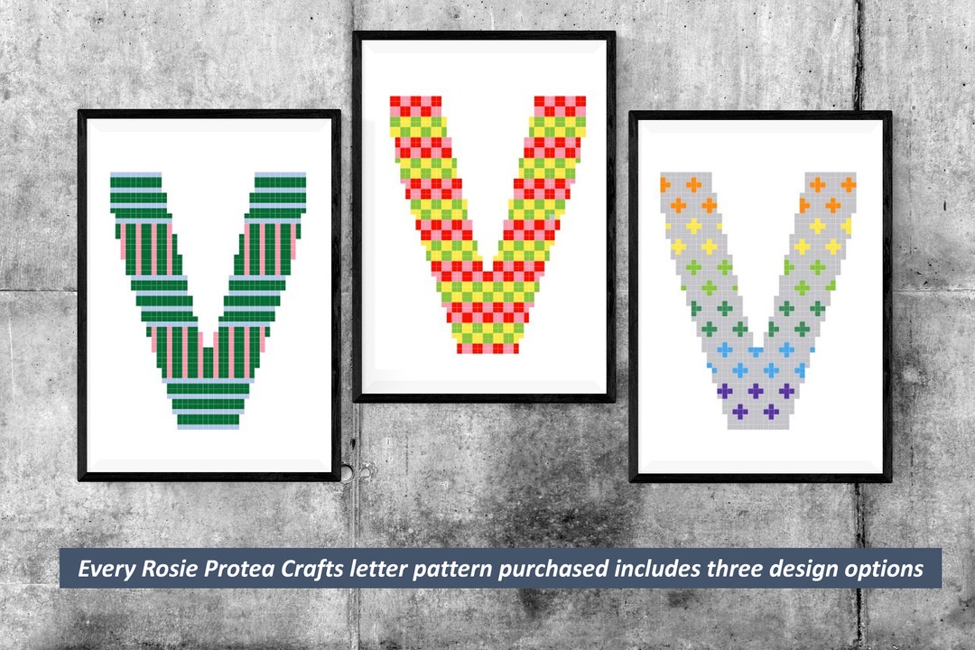 Letter V Alphabet Cross-stitch Pattern. Every Pattern Includes 3 ...