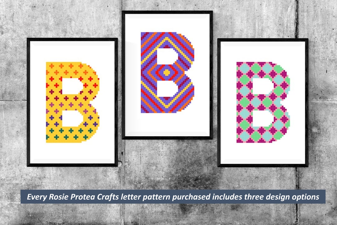 Letter B Alphabet Cross-stitch Pattern, Includes Three Pattern Options ...