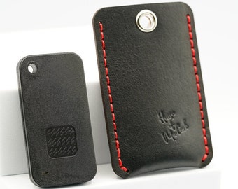 New V2 Ghost Tag Case - Black / Red Stitch