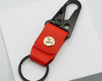 Leather Hook Keyring - Red