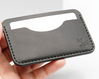 Handmade 3P Leather Cardholder Wallet - Black