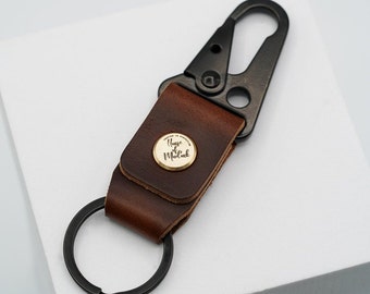 Leather Hook Keyring - Dark Brown