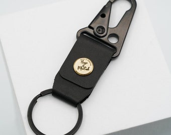Leather Hook Keyring - Black