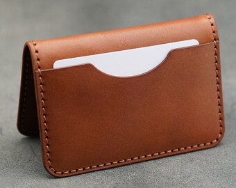 Handmade 3P Bi-Fold Leather Cardholder Wallet - Buck Brown