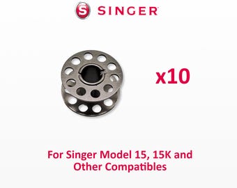 10x Metal Bobbins for Singer Sewing Machine Models 15, 15K and Other Compatible Sewing Machines
