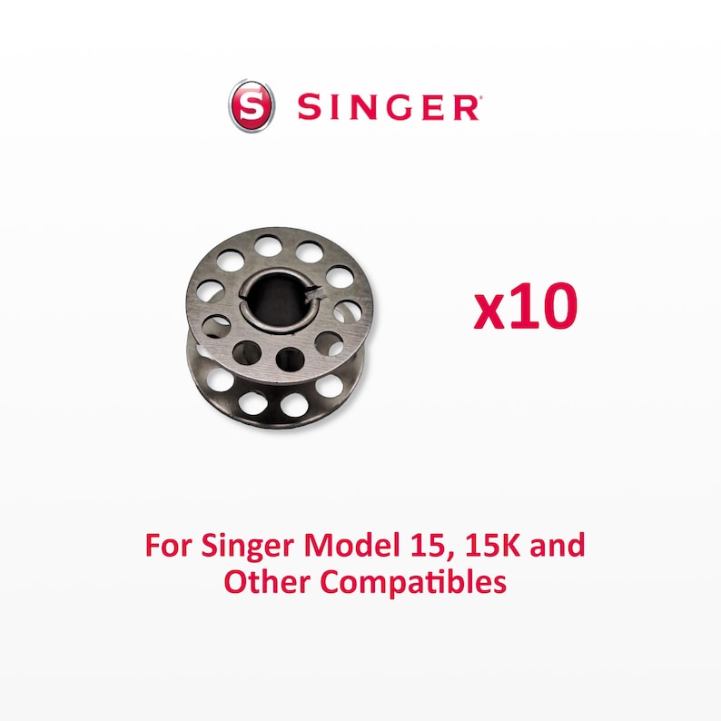 10x Metal Bobbins for Singer Sewing Machine Models 15, 15K and Other Compatible Sewing Machines image 1