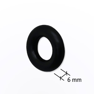 May include: A black rubber O-ring with a 6 mm inner diameter.