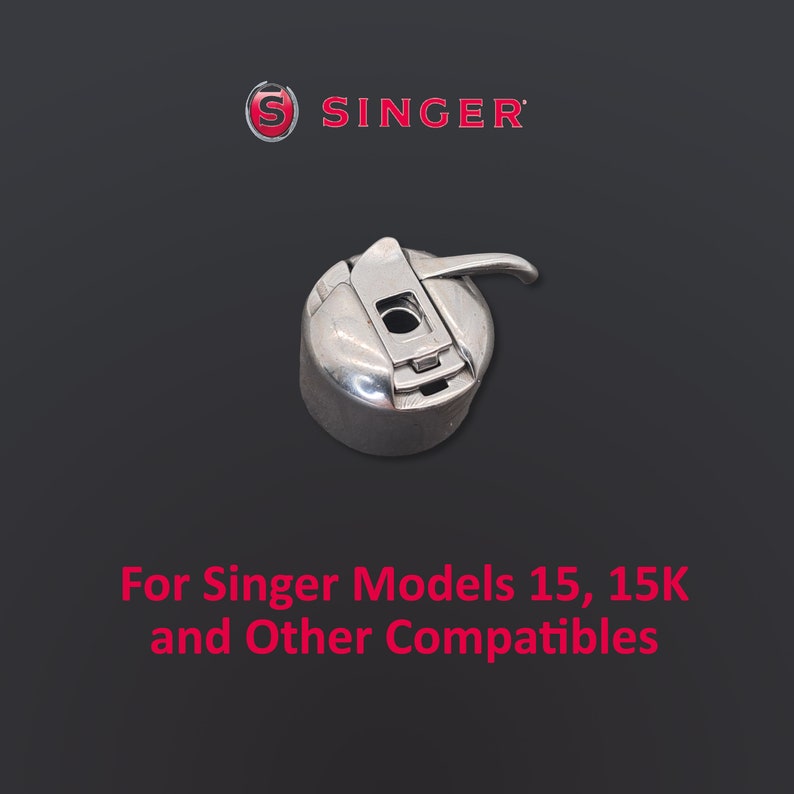 May include: A silver Singer bobbin case with a lever for winding thread. For Singer models 15, 15K and other compatibles.