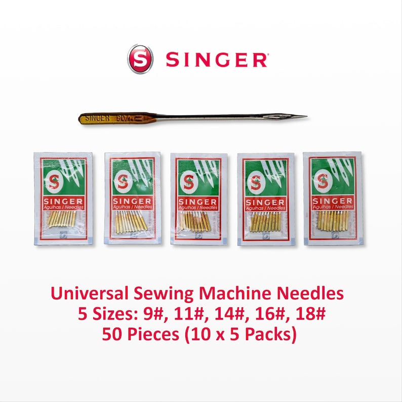 50x Singer Brand Universal Needles 5 Different Types for Sewing All Kind of Fabric image 1