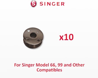 10x Singer Class 66 Metal Sewing Machine Bobbins for Models 66, 66K, 99, 99K and Other Compatible Sewing Machine Models