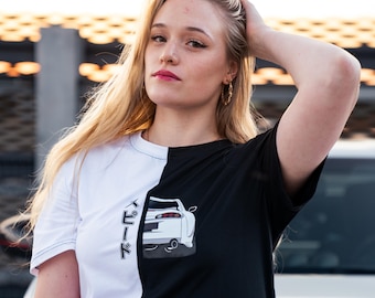 T-Shirt Car Motif, Anime, Toyota Supra, Black and White, Supra MK4