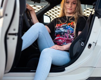 T Shirt Unisex Car, Anime, Cherry Blossom, Nissan Toyota Subaru Size M Size M