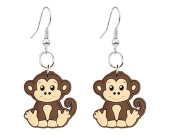 Pendientes colgantes de mono: pendientes hechos a mano, joyas ligeras