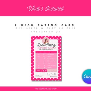 Dick Rating Card Template for Onlyfans Fansly Niteflirt Adult Contents