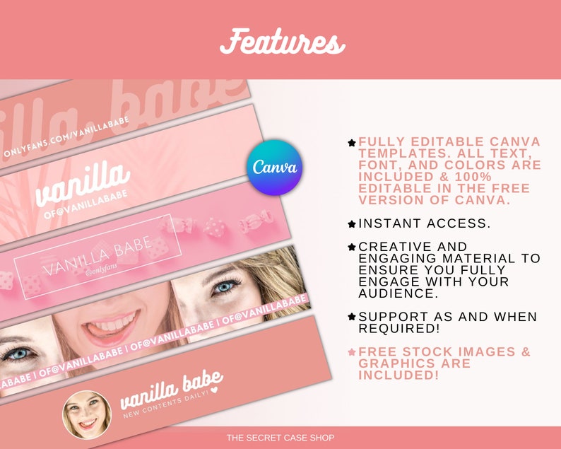 Onlyfans Small Banner Template Bundle for Fansly, Niteflirt, Adult