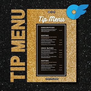 Onlyfans Editable Gold Tip Menu Template | For Fansly, Niteflirt, Adult Contents, Cam Girl | Easy Edit in Canva | Instant Download