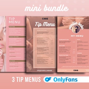 Onlyfans Editable Tip Menu Templates Bundle for Fansly, Niteflirt