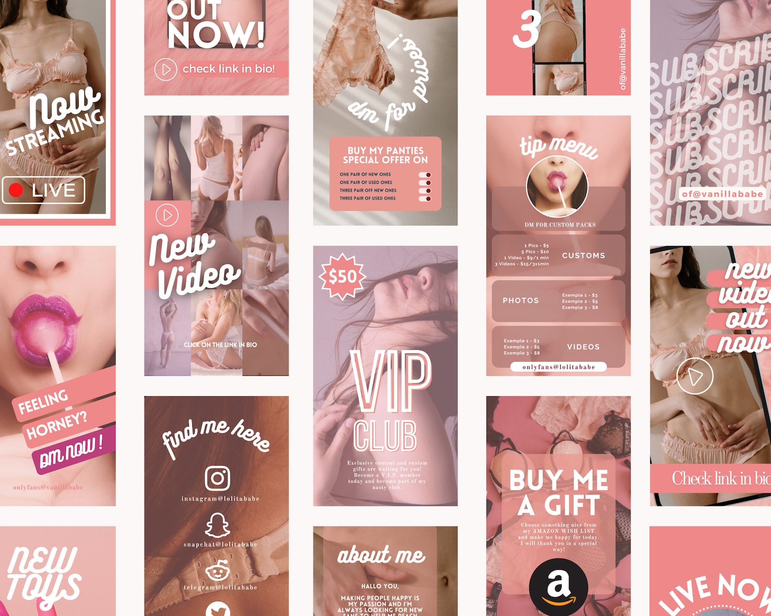 Onlyfans Graphics 40 Stories Templates for Onlyfans Niteflirt Fansly Cam Girls Instant Download