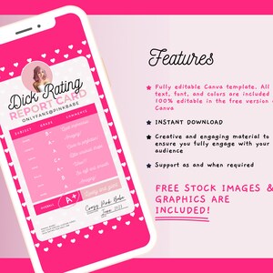 Dick Rating Card Template for Onlyfans Fansly Niteflirt Adult Contents