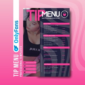 Onlyfans Editable Tip Menu Template | For Fansly, Niteflirt, Adult Contents, Cam Girl, nsfw | Easy Edit in Canva | Instant Download
