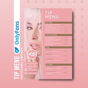 Onlyfans Editable Tip Menu Template | For Fansly, Niteflirt, Adult Contents, Cam Girl, nsfw | Easy Edit in Canva | Instant Download