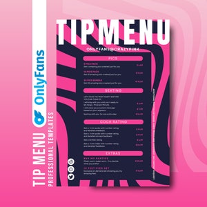 Onlyfans Editable Tip Menu Template | For Fansly, Niteflirt, Adult Contents, Cam Girl, nsfw | Easy Edit in Canva | Instant Download