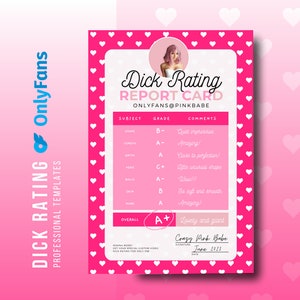 Dick Rating Card Template for Onlyfans Fansly Niteflirt Adult Contents