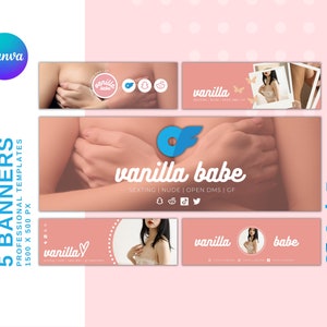 Onlyfans Banner 5 Template Bundle | For Fansly, Niteflirt, Adult Contents, Cam Girl, nsfw | Edit in Canva